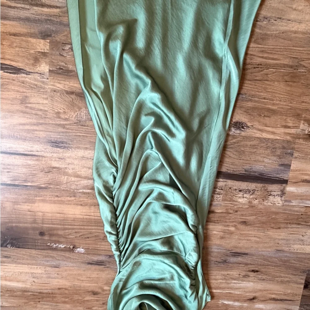 Abercrombie & Fitch Satin Cowl Neck Maxi Dress - Sage